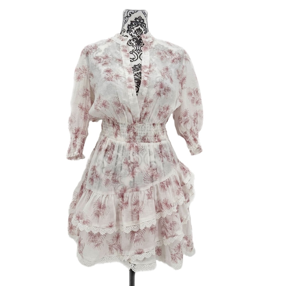 Super Rare The Shirt Rochelle Behrens Floral Ditzy Asymmetrical Tiered Dress, S